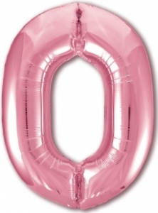 Шар (40''/102 см) Цифра, 0 Slim, Розовый фламинго