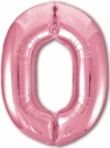 Шар (40''/102 см) Цифра, 0 Slim, Розовый фламинго