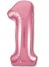 Шар (40''/102 см) Цифра, 1 Slim, Розовый фламинго