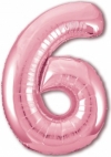 Шар (40''/102 см) Цифра, 6 Slim, Розовый фламинго