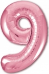 Шар (40''/102 см) Цифра, 9 Slim, Розовый фламинго